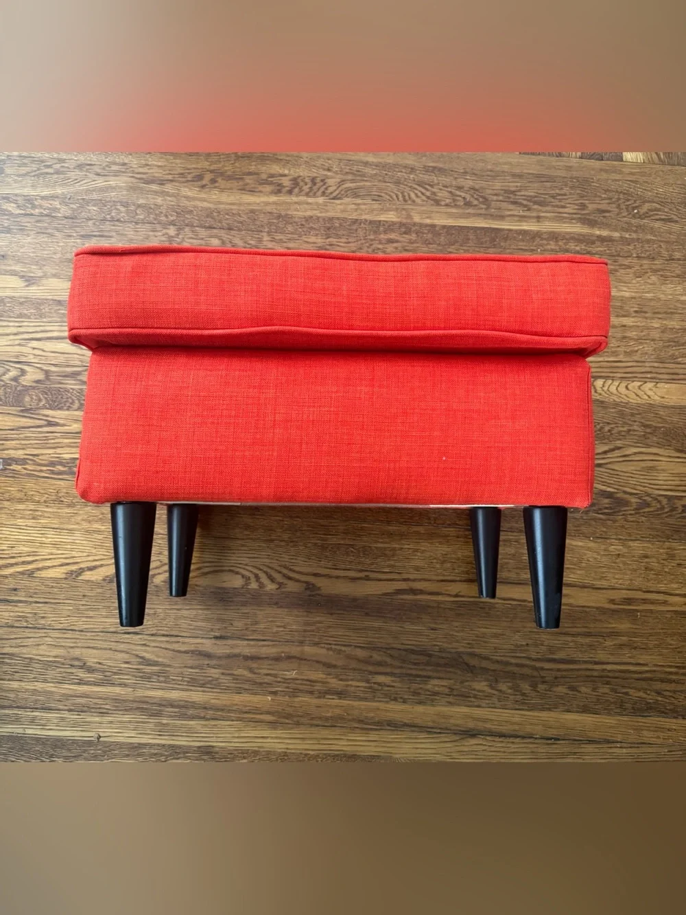 SUNKIST ORANGE 🍊 COLORED BRIGHT Upholstered Accent Ottoman Bench - Brand IKEA.
